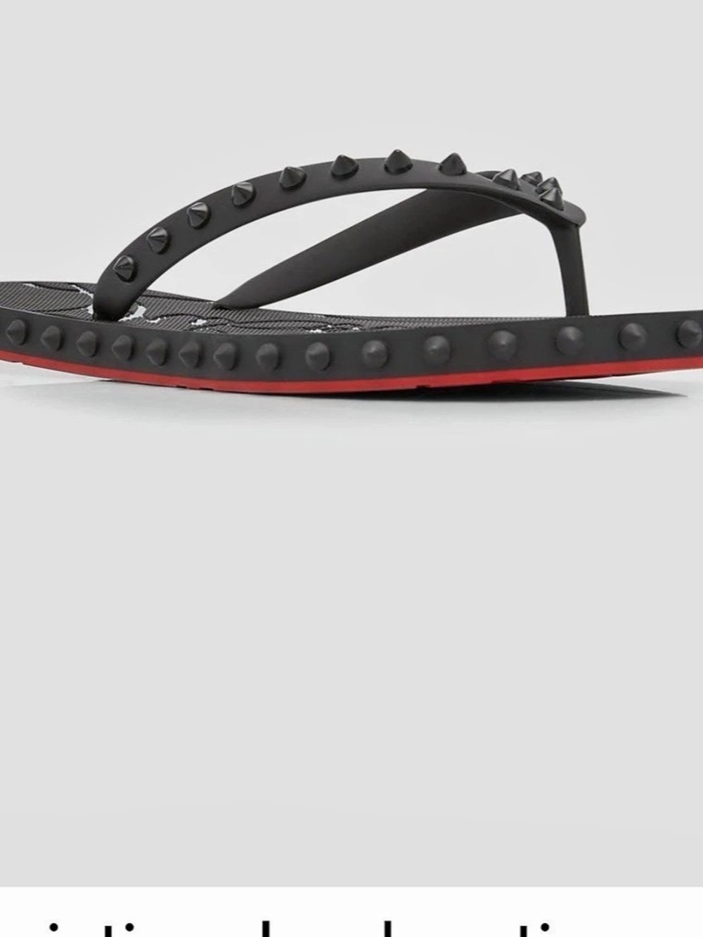 $425 Christian Louboutin Women’s Spiked Flip Flop Sandals Black/Red Rubber 38/8